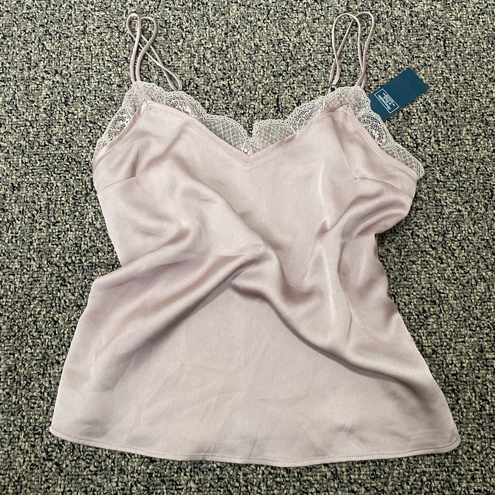 NWT Abercrombie & Fitch Women’s Lace Satin Lingerie tank top adjustable Cami Top